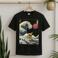 Belgian Malinois Japanese Kanagawa Wave Funny Surf Dog T-Shirt thumb 2