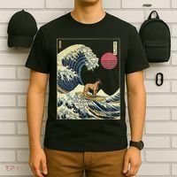 Belgian Malinois Japanese Kanagawa Wave Funny Surf Dog T-Shirt thumb 6