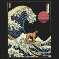 Belgian Malinois Japanese Kanagawa Wave Funny Surf Dog Beanie thumb 2