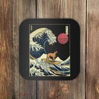 Belgian Malinois Japanese Kanagawa Wave Funny Surf Dog Coaster thumb 0