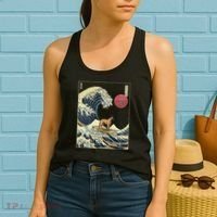 Belgian Malinois Japanese Kanagawa Wave Funny Surf Dog Women's Tank Top thumb 2