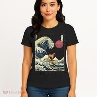 Belgian Malinois Japanese Kanagawa Wave Funny Surf Dog Women's T-Shirt thumb 4