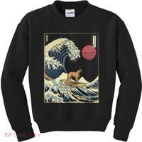 Belgian Malinois Japanese Kanagawa Wave Funny Surf Dog Kids Sweatshirt thumb 0