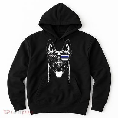 Belgian Malinois K9 Unit Thin Blue Line Flag Police Gift Hoodie