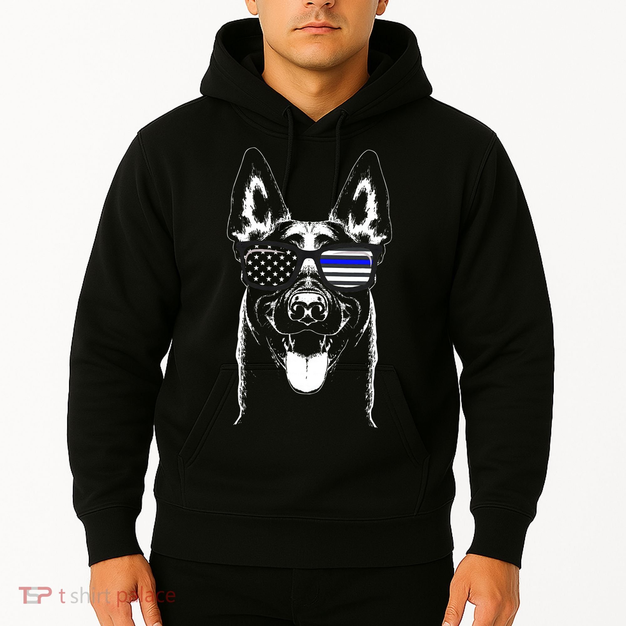Belgian Malinois K9 Unit Thin Blue Line Flag Police Gift Hoodie