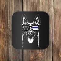 Belgian Malinois K9 Unit Thin Blue Line Flag Police Gift Coaster thumb 0