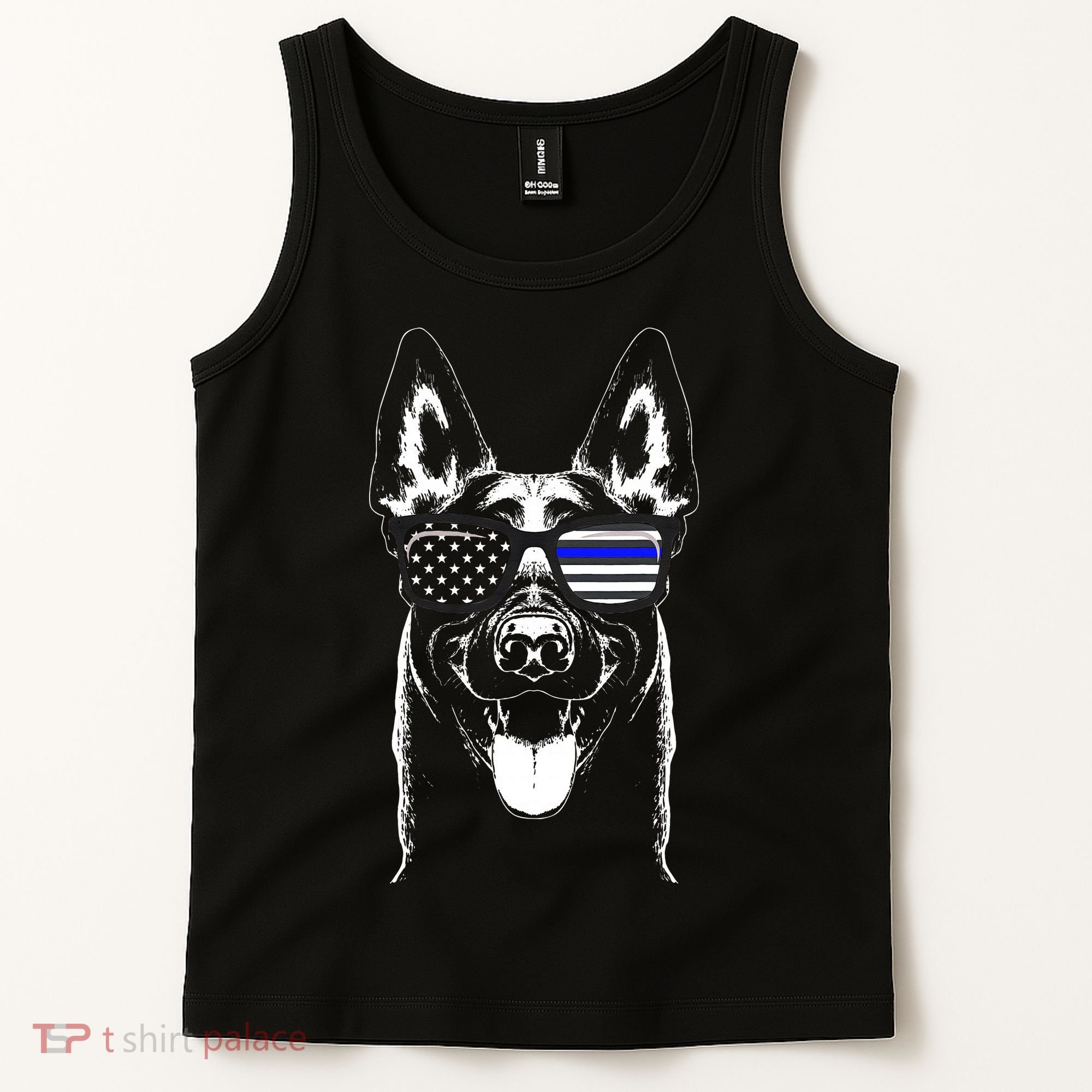 Belgian Malinois K9 Unit Thin Blue Line Flag Police Gift Tank Top