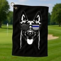 Belgian Malinois K9 Unit Thin Blue Line Flag Police Gift Golf Towel thumb 1