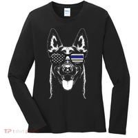 Belgian Malinois K9 Unit Thin Blue Line Flag Police Gift Women's Long Sleeve Shirt thumb 0