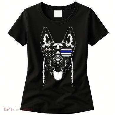 Belgian Malinois K9 Unit Thin Blue Line Flag Police Gift Women's T-Shirt