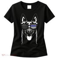 Belgian Malinois K9 Unit Thin Blue Line Flag Police Gift Women's T-Shirt thumb 0