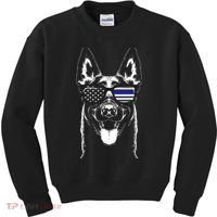 Belgian Malinois K9 Unit Thin Blue Line Flag Police Gift Kids Sweatshirt thumb 0