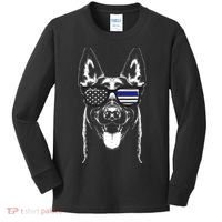 Belgian Malinois K9 Unit Thin Blue Line Flag Police Gift Kids Long Sleeve Shirt thumb 0