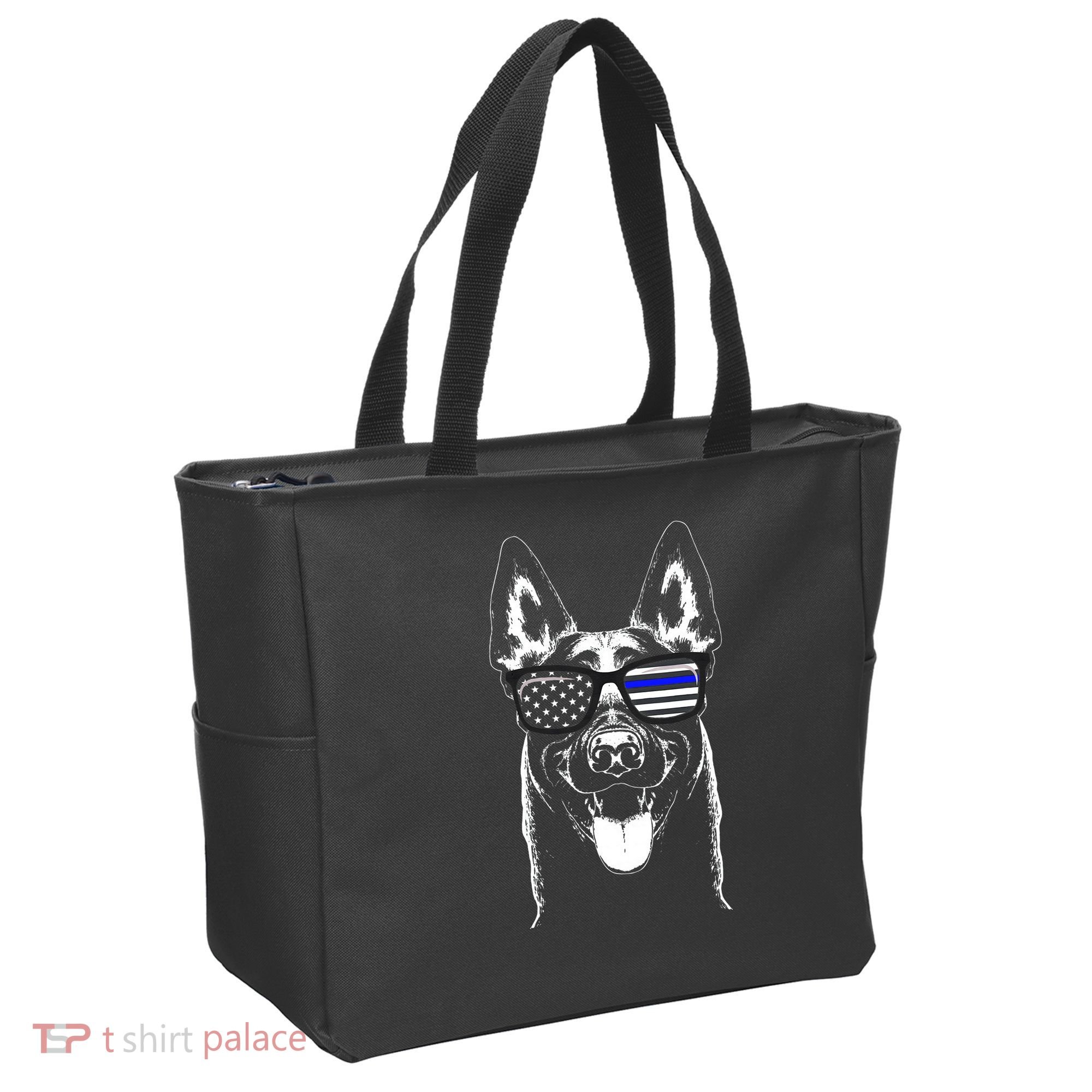 Belgian Malinois K9 Unit Thin Blue Line Flag Police Gift Tote Bag