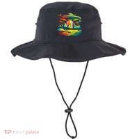 Bright Mountain Lake Camping Visitor UFO Alien Retro Bucket Hat thumb 0