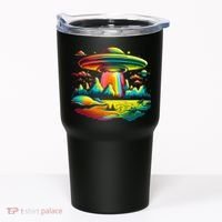 Bright Mountain Lake Camping Visitor UFO Alien Retro Tumbler thumb 0