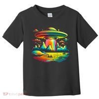 Bright Mountain Lake Camping Visitor UFO Alien Retro Toddler T-Shirt thumb 0