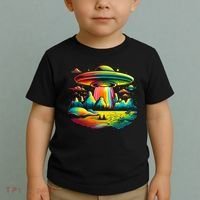 Bright Mountain Lake Camping Visitor UFO Alien Retro Toddler T-Shirt thumb 2