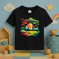 Bright Mountain Lake Camping Visitor UFO Alien Retro Toddler T-Shirt thumb 3