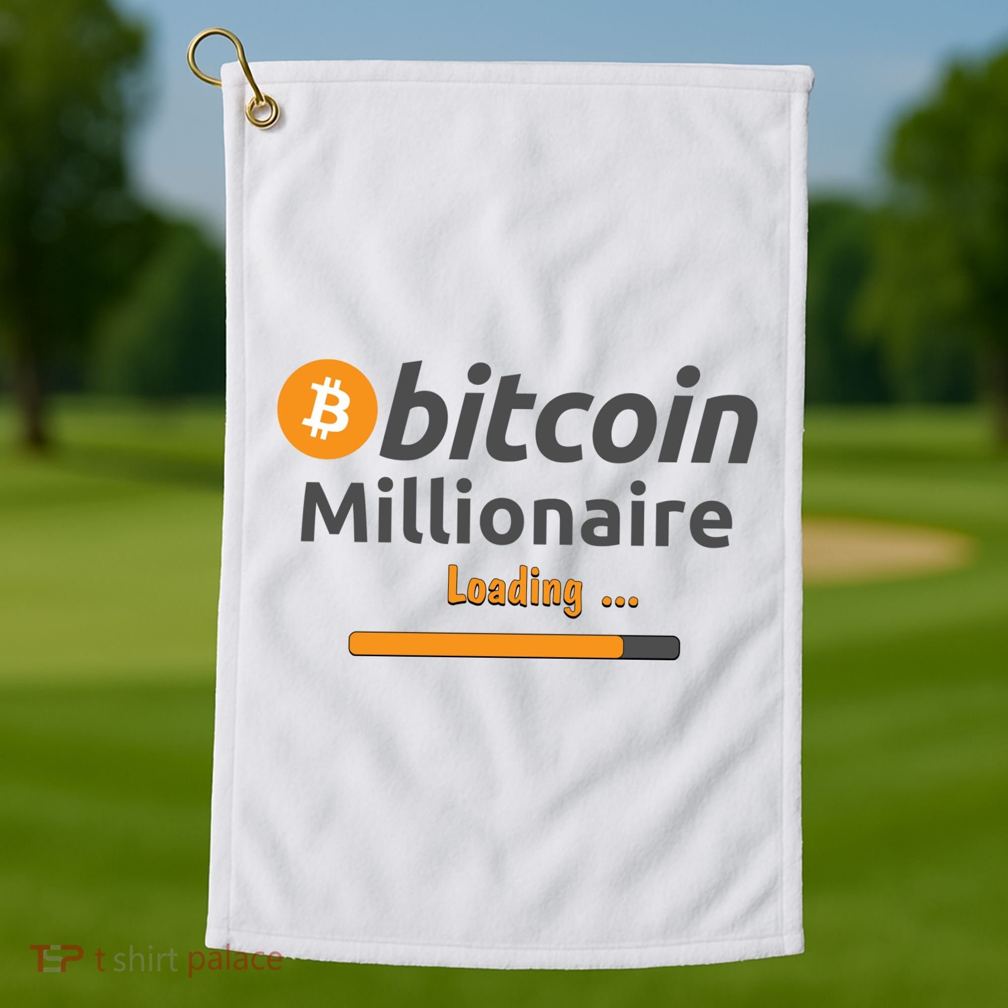 Bitcoin Millionaire Loading, Funny Bitcoin, Cryptocurrency, Bitcoin Crypto Golf Towel