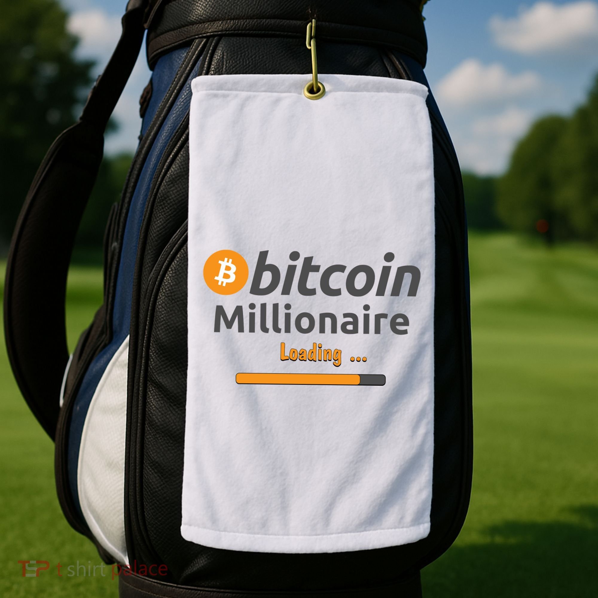 Bitcoin Millionaire Loading, Funny Bitcoin, Cryptocurrency, Bitcoin Crypto Golf Towel