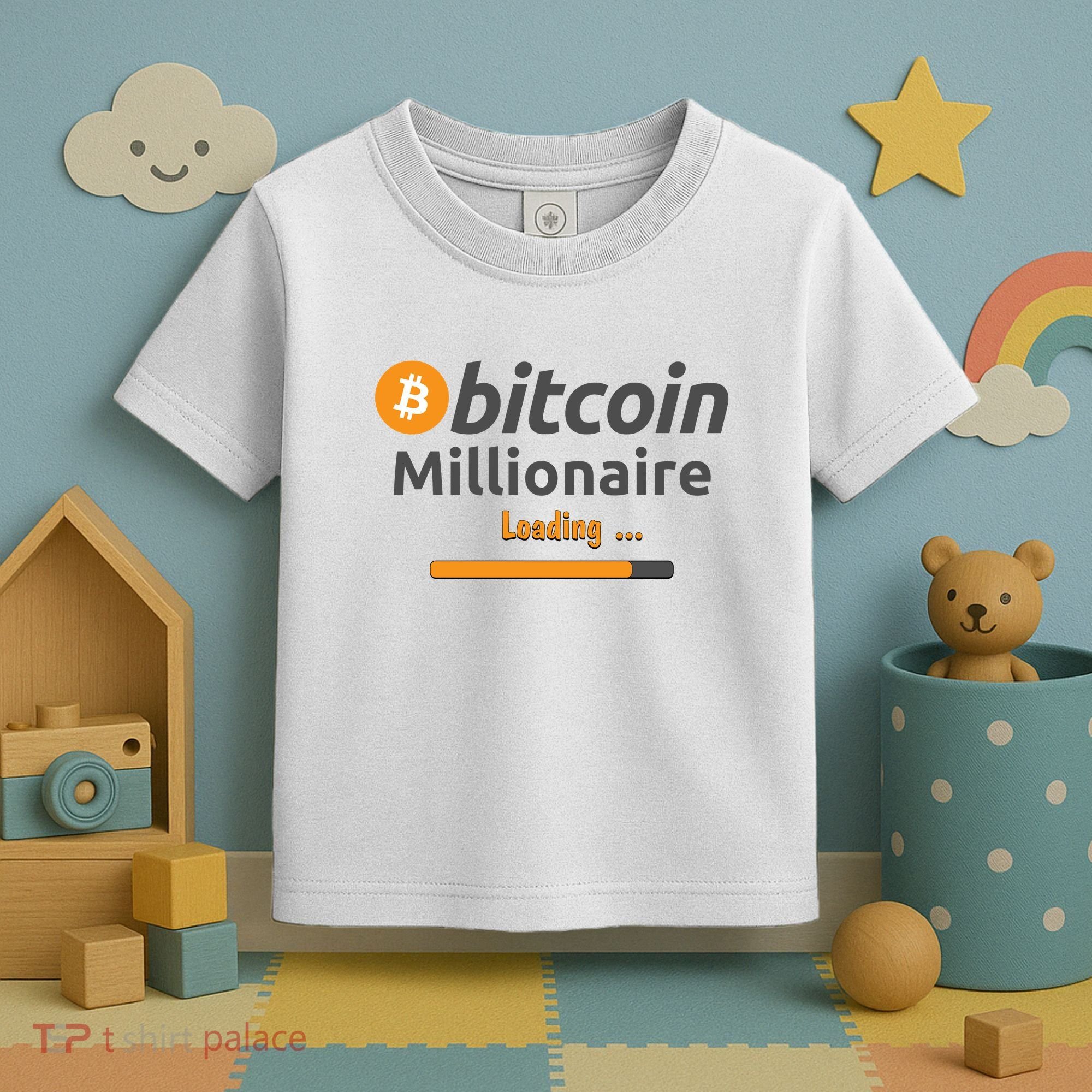 Bitcoin Millionaire Loading, Funny Bitcoin, Cryptocurrency, Bitcoin Crypto Toddler T-Shirt