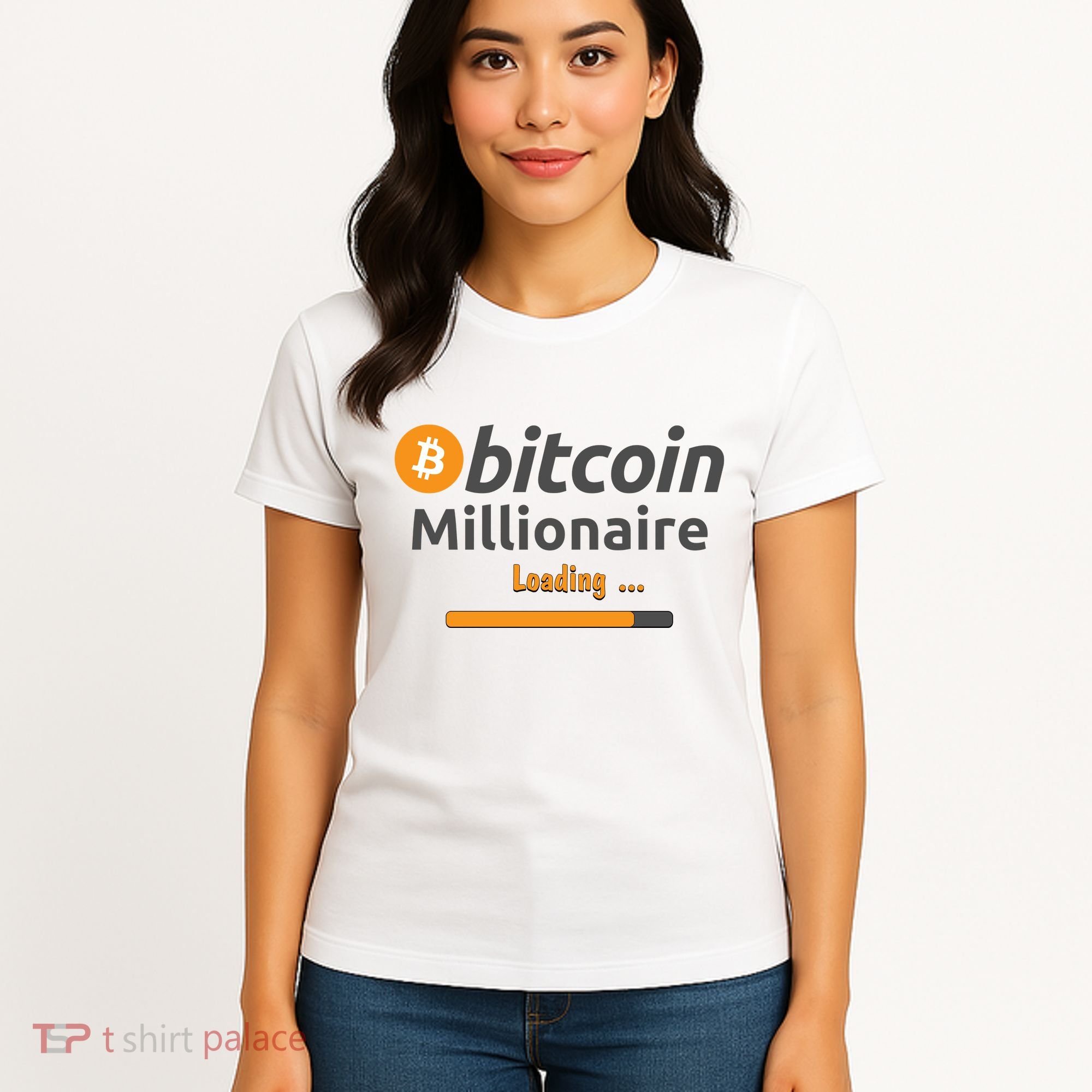 Bitcoin Millionaire Loading, Funny Bitcoin, Cryptocurrency, Bitcoin Crypto Women's T-Shirt