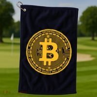 Bitcoin Matrix Logo Cryptocurrency Golf Towel thumb 1