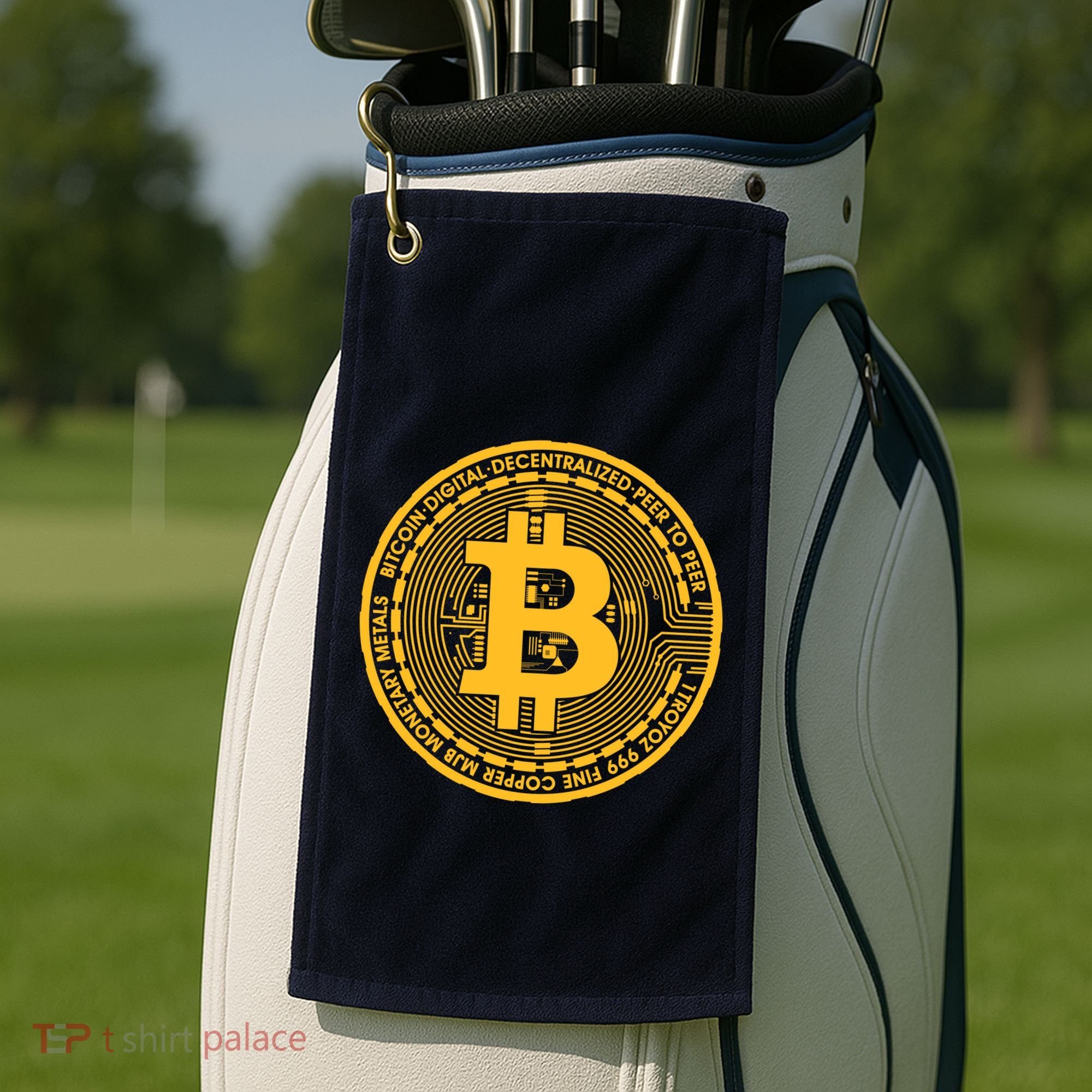 Bitcoin Matrix Logo Cryptocurrency Golf Towel
