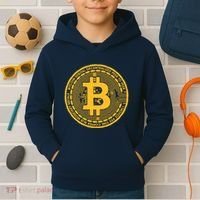 Bitcoin Matrix Logo Cryptocurrency Kids Hoodie thumb 2