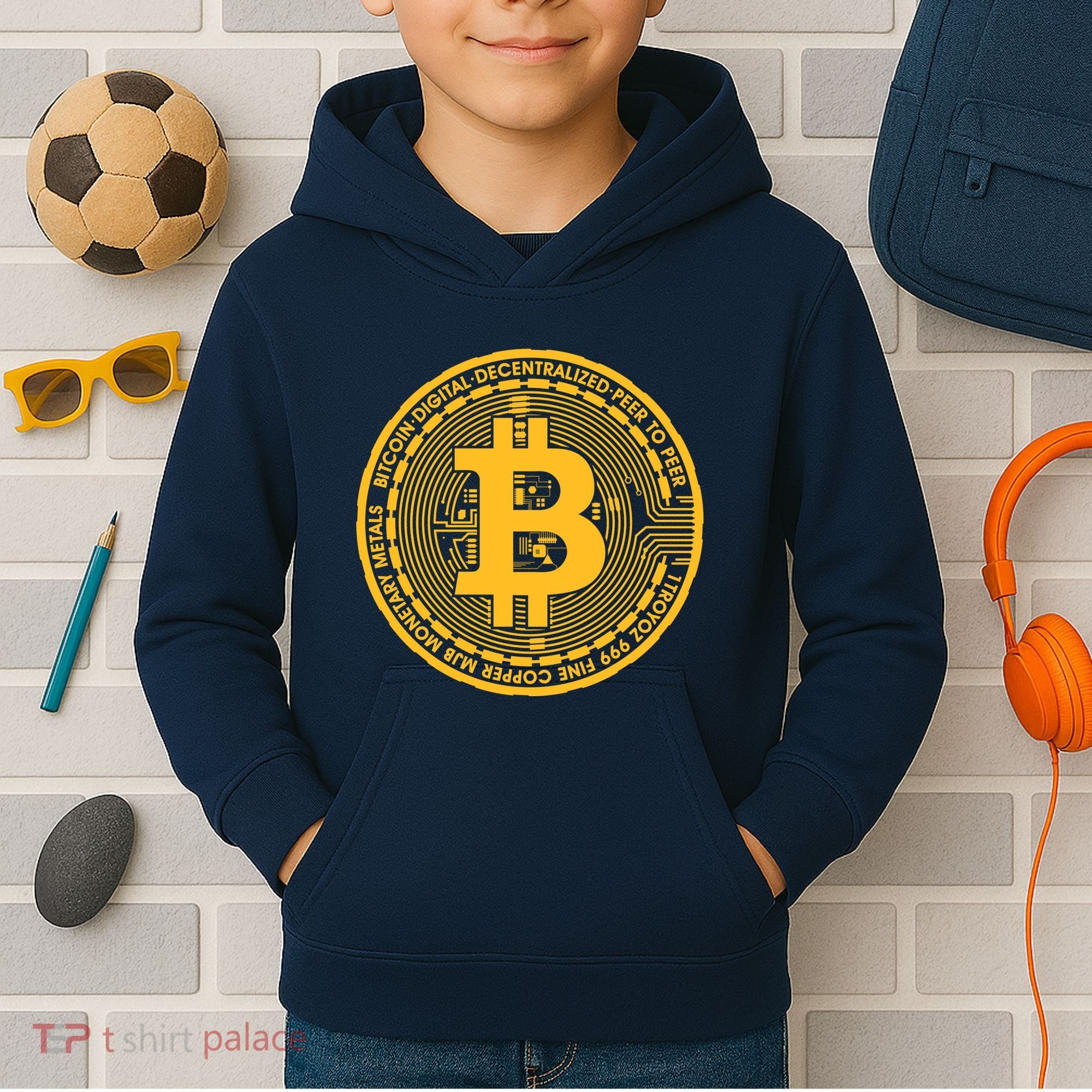 Bitcoin Matrix Logo Cryptocurrency Kids Hoodie