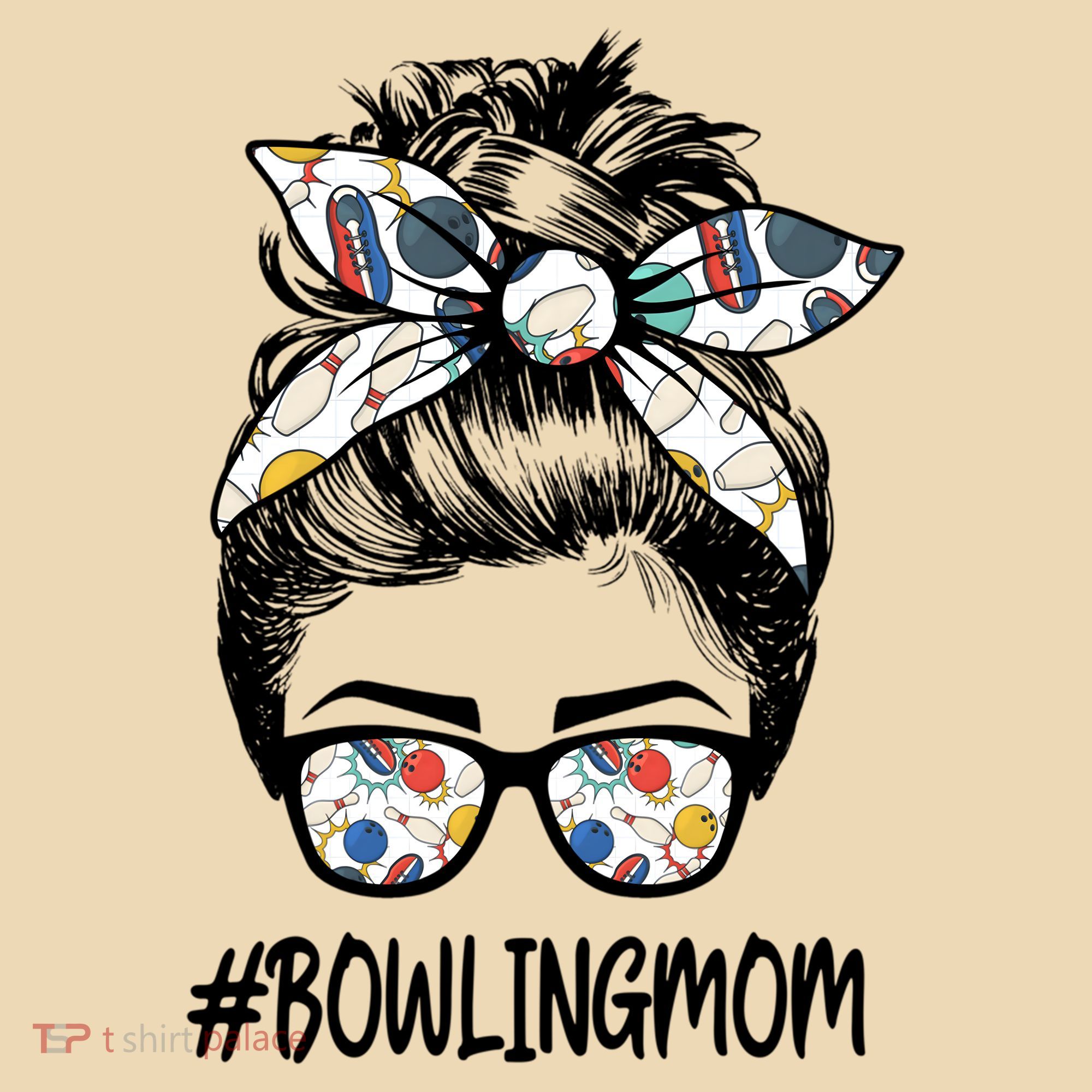 Bowling Mom Life Mothers Day Messy Bun Glasses Gift Tote Bag