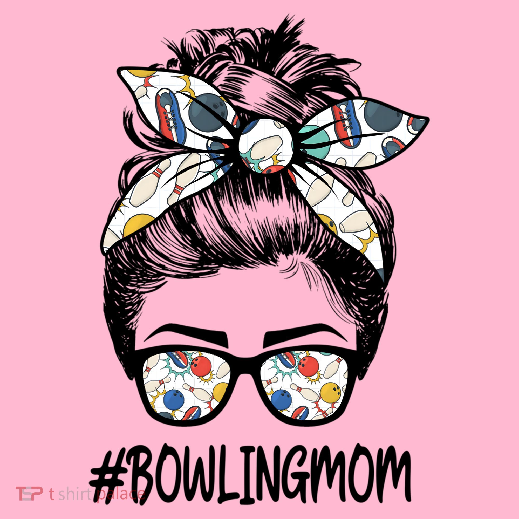 Bowling Mom Life Mothers Day Messy Bun Glasses Gift Coaster