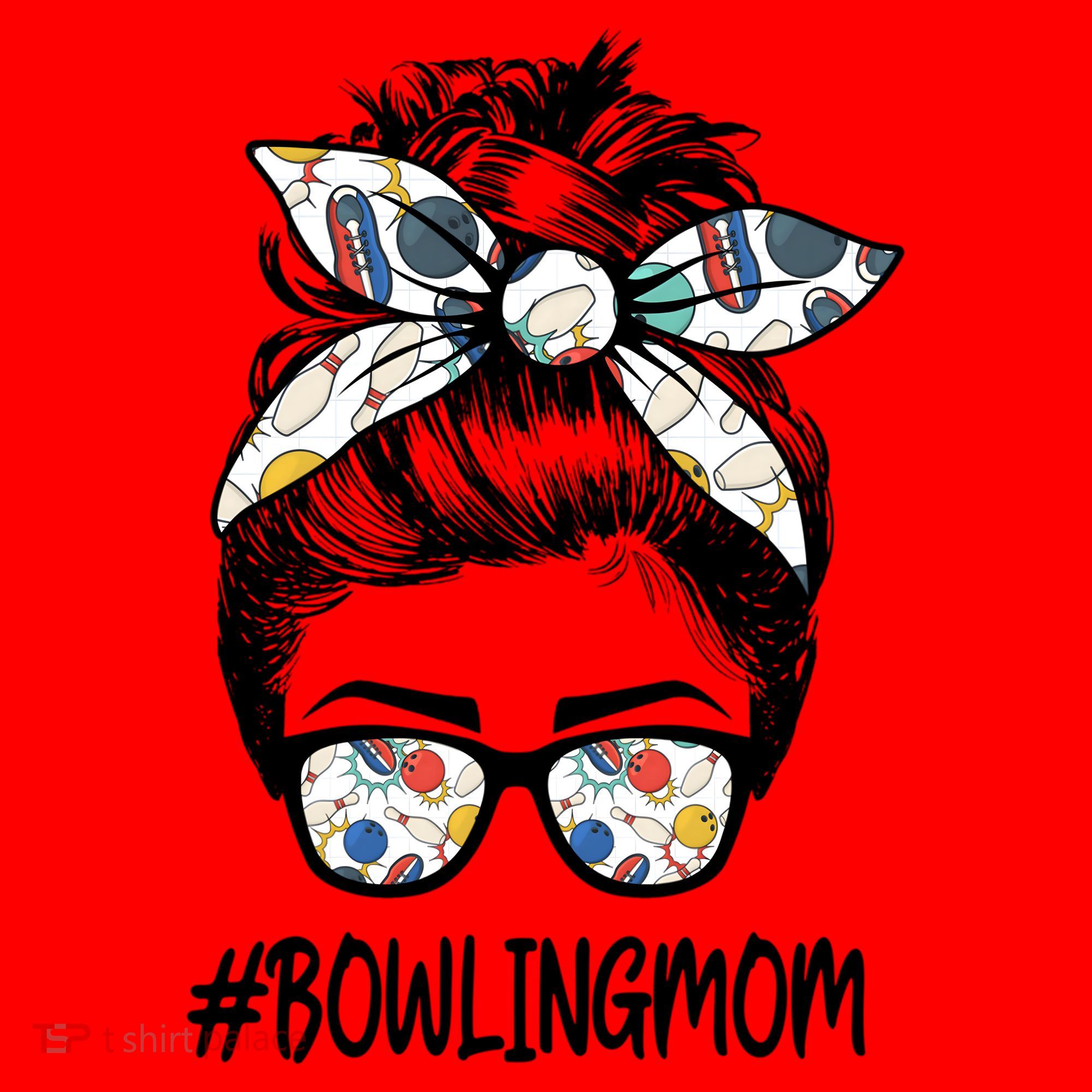 Bowling Mom Life Mothers Day Messy Bun Glasses Gift Santa Hat