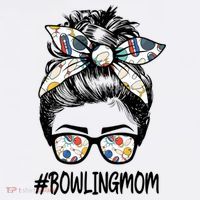 Bowling Mom Life Mothers Day Messy Bun Glasses Gift Button thumb 1