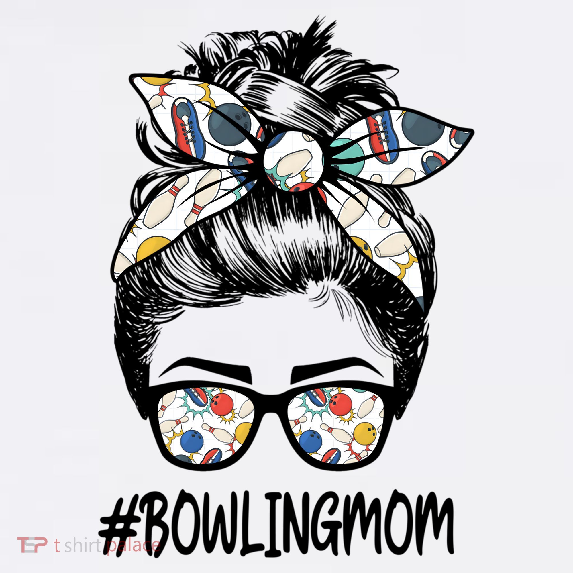 Bowling Mom Life Mothers Day Messy Bun Glasses Gift Bucket Hat