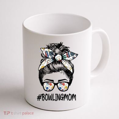 Bowling Mom Life Mothers Day Messy Bun Glasses Gift Coffee Mug back