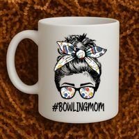 Bowling Mom Life Mothers Day Messy Bun Glasses Gift Coffee Mug thumb 2