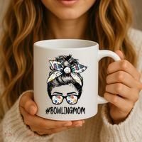 Bowling Mom Life Mothers Day Messy Bun Glasses Gift Coffee Mug thumb 3
