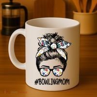 Bowling Mom Life Mothers Day Messy Bun Glasses Gift Coffee Mug thumb 4