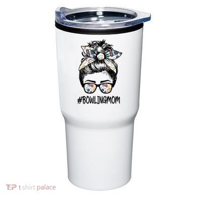 Bowling Mom Life Mothers Day Messy Bun Glasses Gift Tumbler