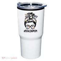 Bowling Mom Life Mothers Day Messy Bun Glasses Gift Tumbler thumb 0