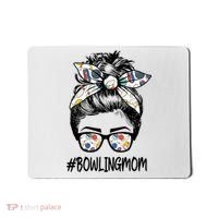 Bowling Mom Life Mothers Day Messy Bun Glasses Gift Mousepad thumb 0
