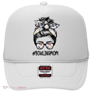 Bowling Mom Life Mothers Day Messy Bun Glasses Gift Hat