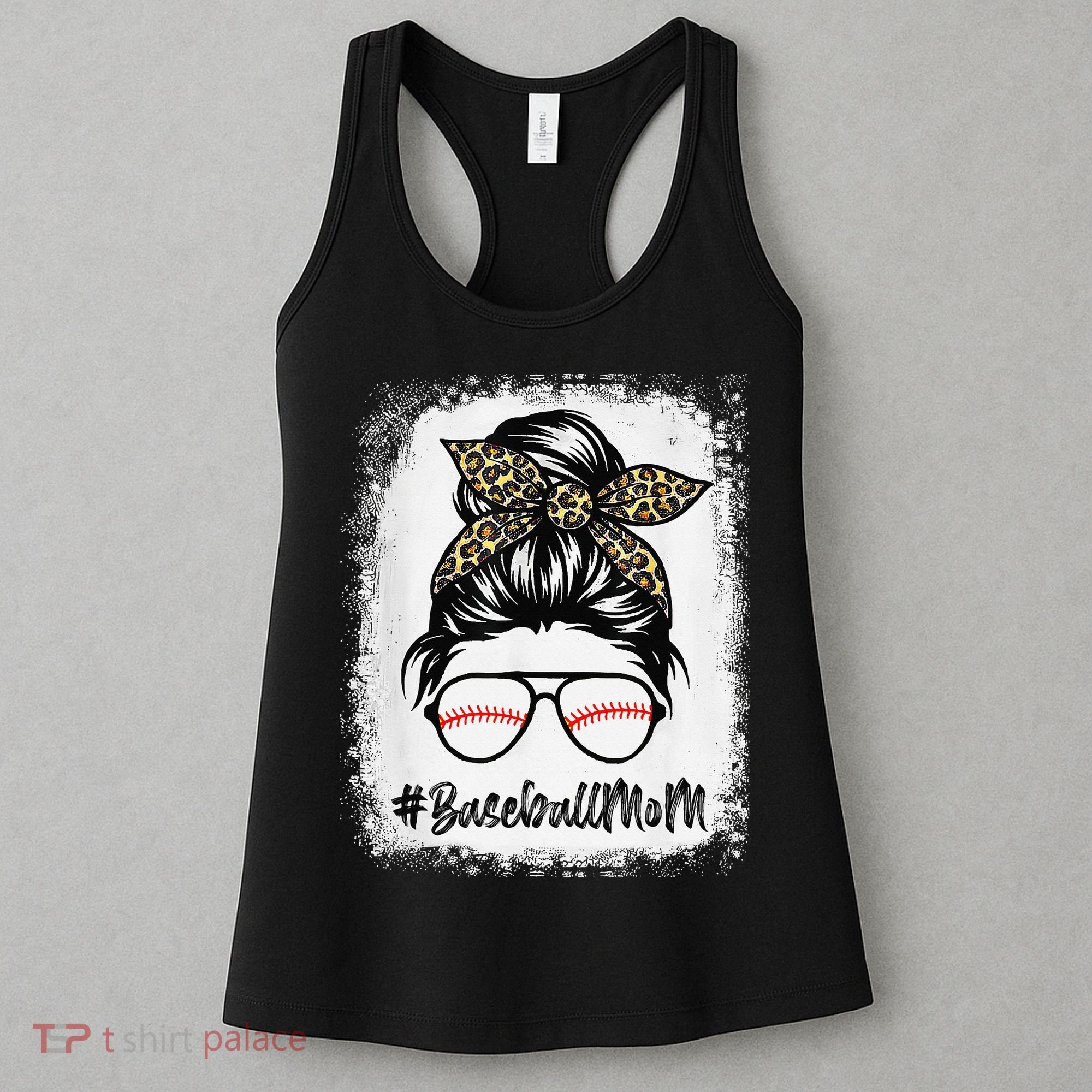Baseball Mom Leopard Mothers Day Women Baseball Mama Women's Tank Top