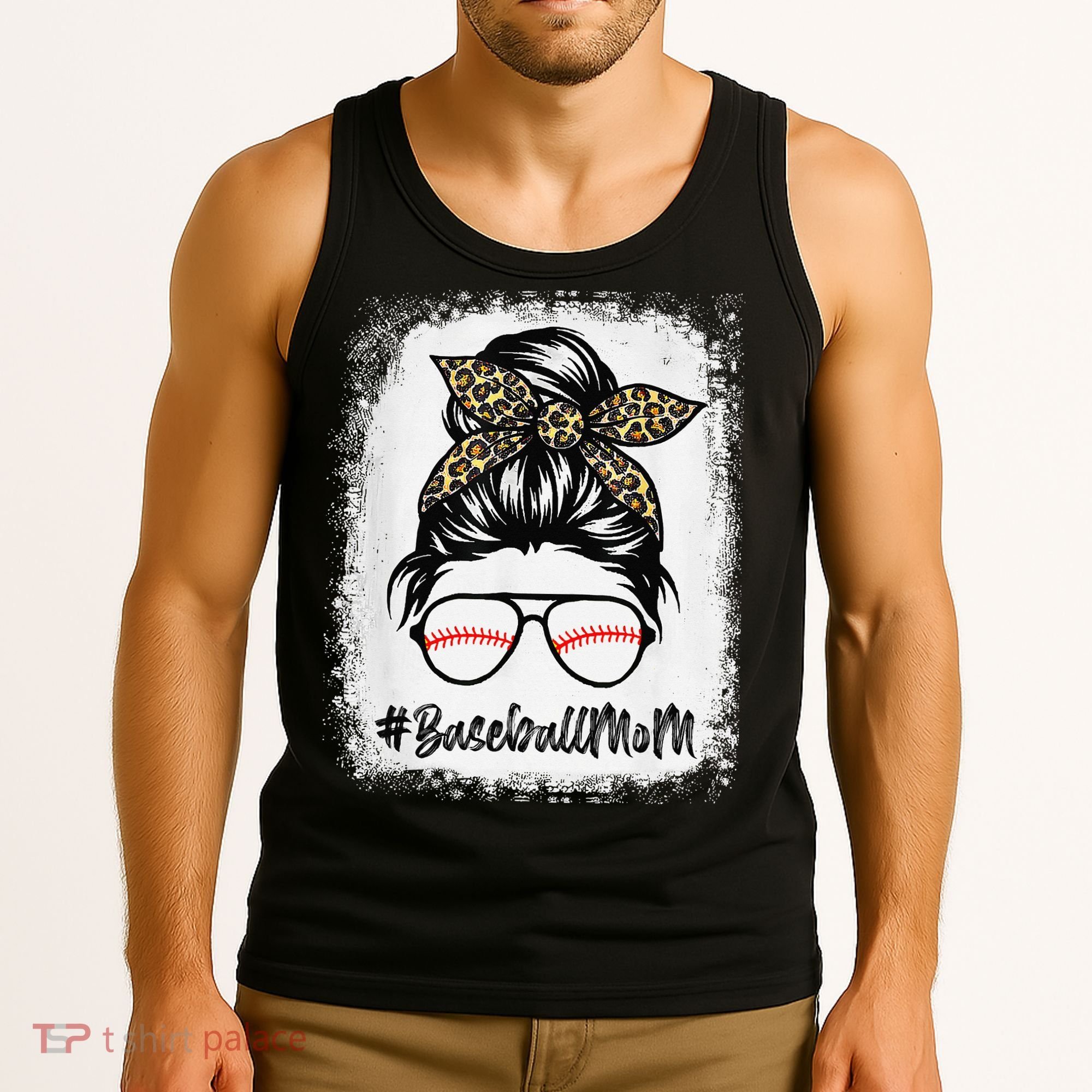 Baseball Mom Leopard Mothers Day Women Baseball Mama Tank Top