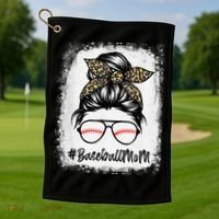 Baseball Mom Leopard Mothers Day Women Baseball Mama Golf Towel thumb 1