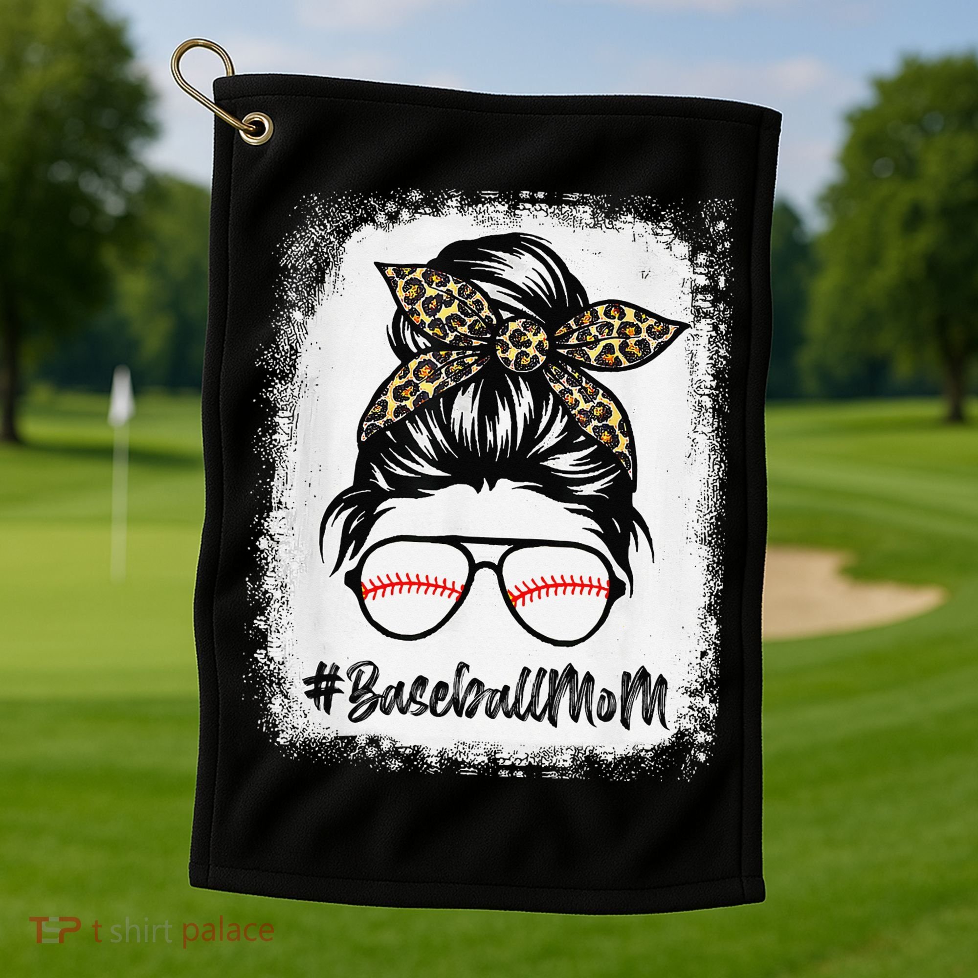 Baseball Mom Leopard Mothers Day Women Baseball Mama Golf Towel
