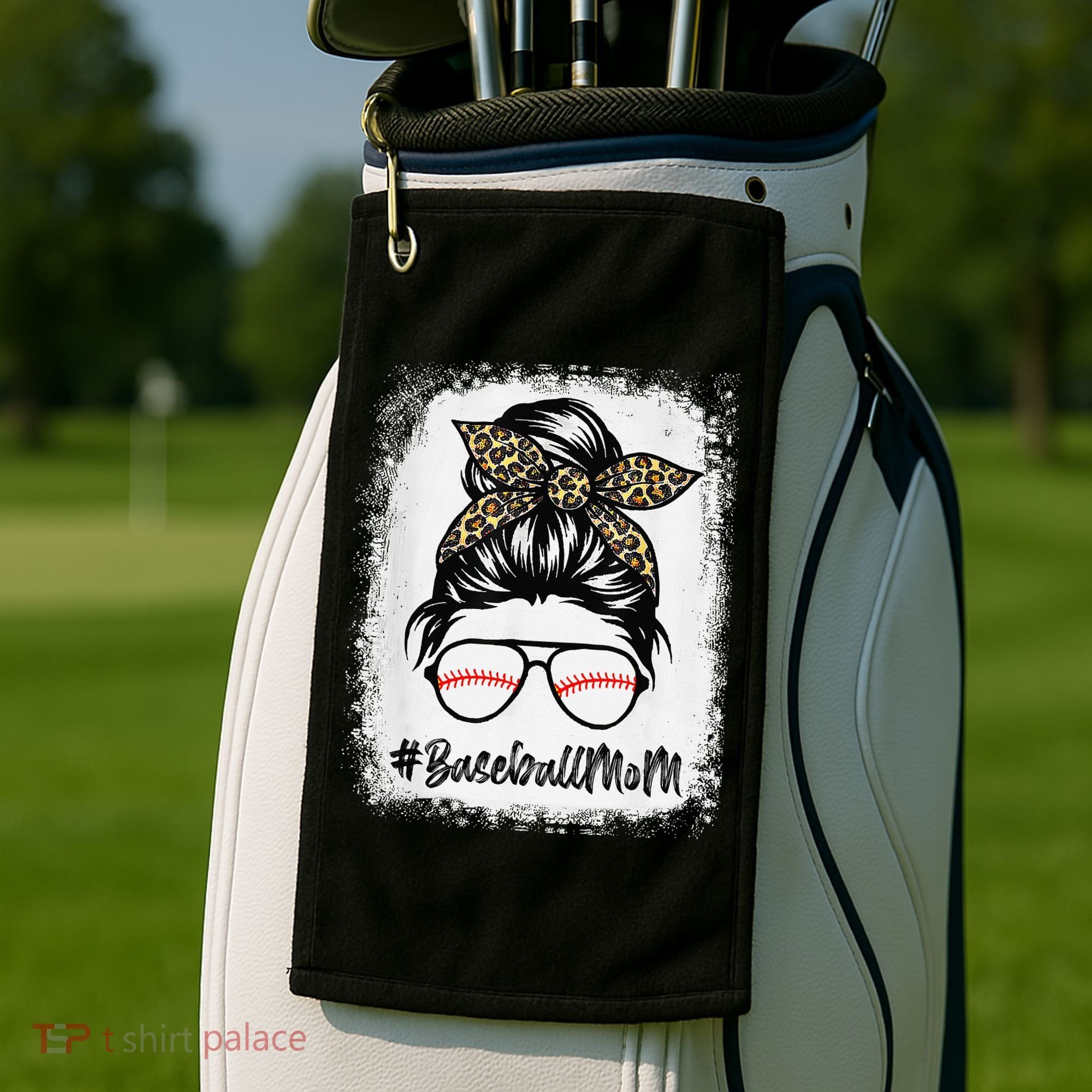 Baseball Mom Leopard Mothers Day Women Baseball Mama Golf Towel