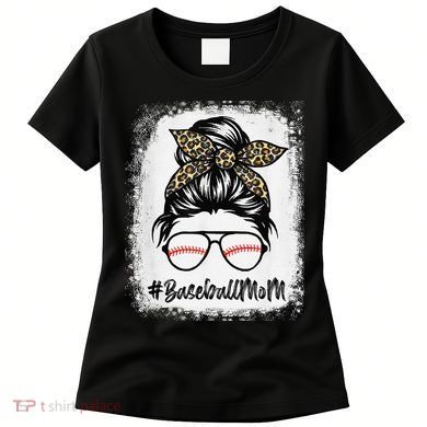 Baseball Mom Leopard Mothers Day Women Baseball Mama Women's T-Shirt